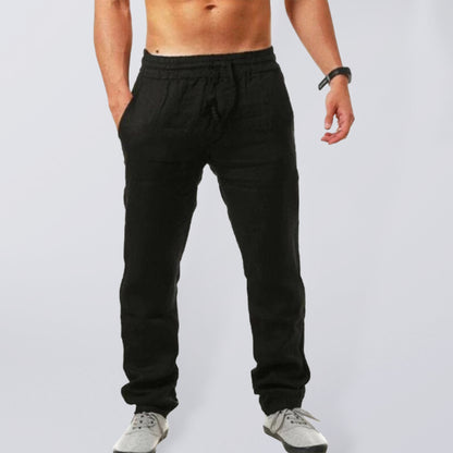 Men's solid elasticated waist loose-fitting casual pants