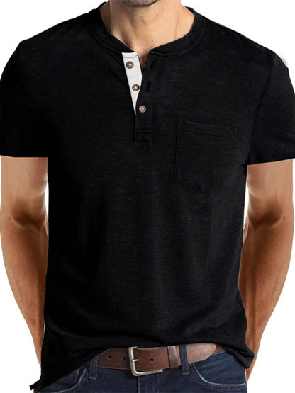 Men's solid color casual short-sleeved T-shirt