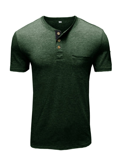 Men's solid color casual short-sleeved T-shirt