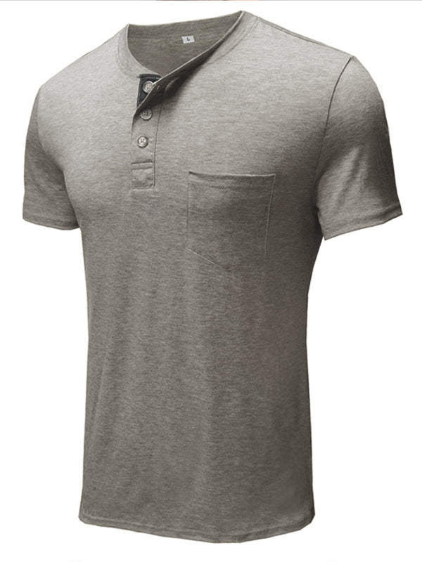 Men's solid color casual short-sleeved T-shirt