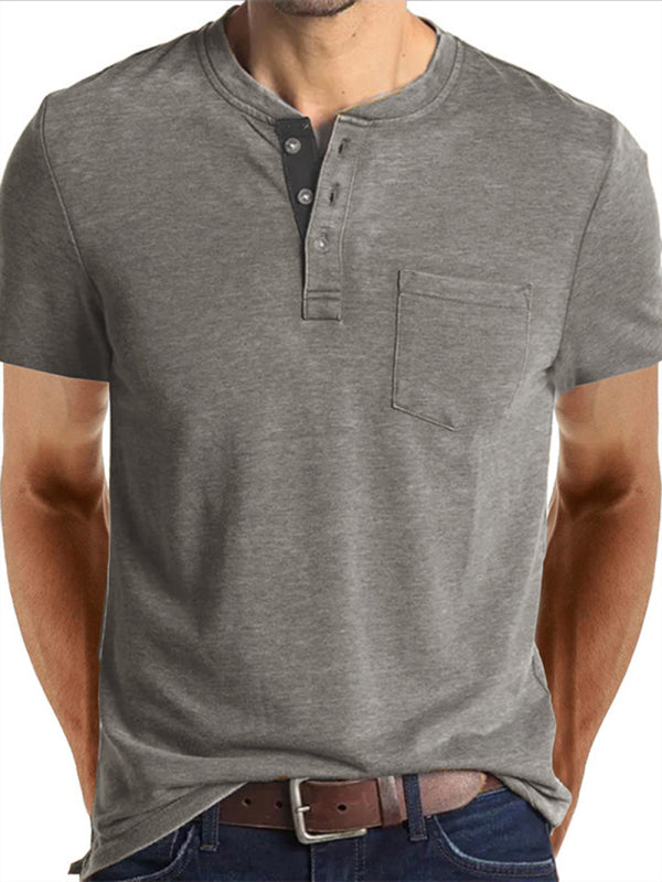 Men's solid color casual short-sleeved T-shirt