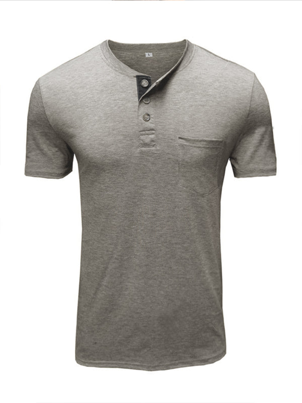 Men's solid color casual short-sleeved T-shirt