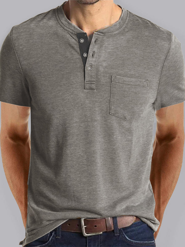 Men's solid color casual short-sleeved T-shirt