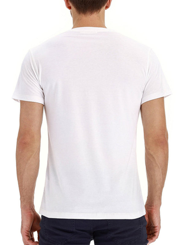 Men's solid color casual short-sleeved T-shirt