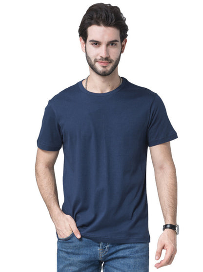 Loose solid color short-sleeved t-shirt men's pure cotton bottoming shirt