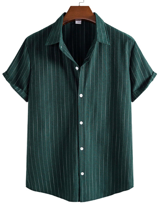 Men's Fashion Trend Casual Striped Short Sleeve Shirt