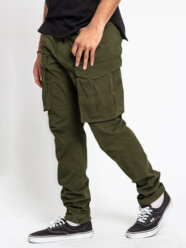 Men's Solid Color Multi-Pocket Casual Cargo Pants