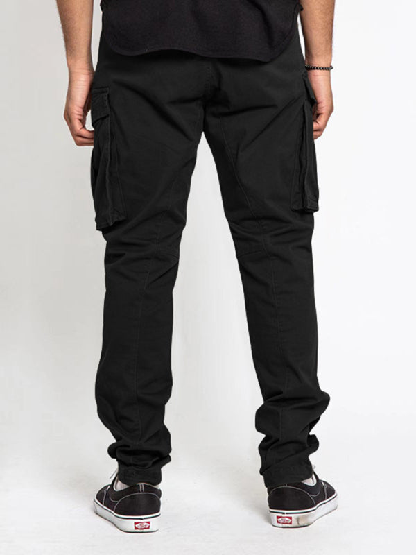 Men's Solid Color Multi-Pocket Casual Cargo Pants