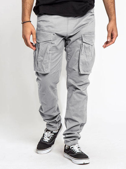 Men's Solid Color Multi-Pocket Casual Cargo Pants