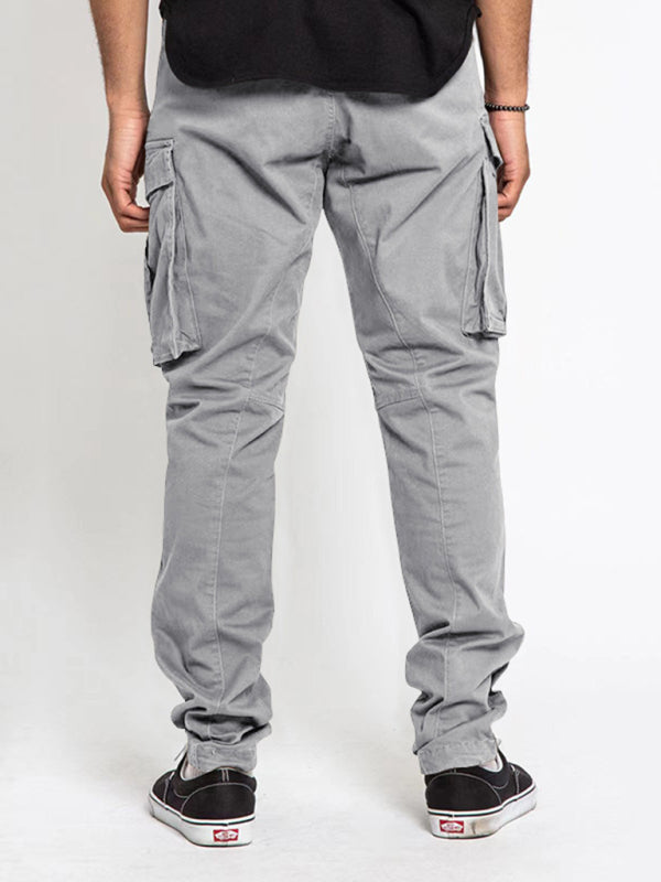 Men's Solid Color Multi-Pocket Casual Cargo Pants