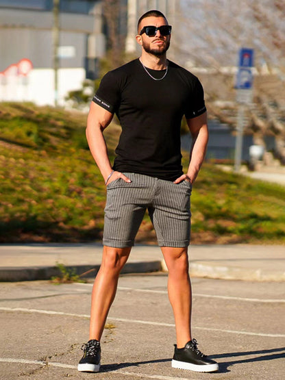 men's skinny plaid plus size casual shorts