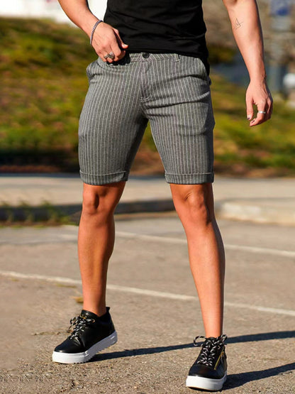 men's skinny plaid plus size casual shorts