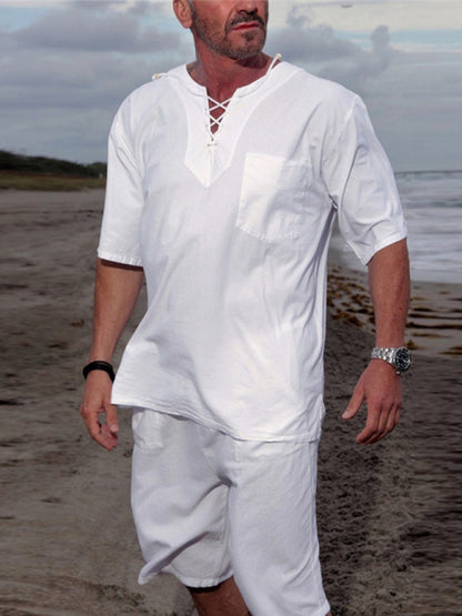 Men's new casual beach short-sleeved/long-sleeved tops