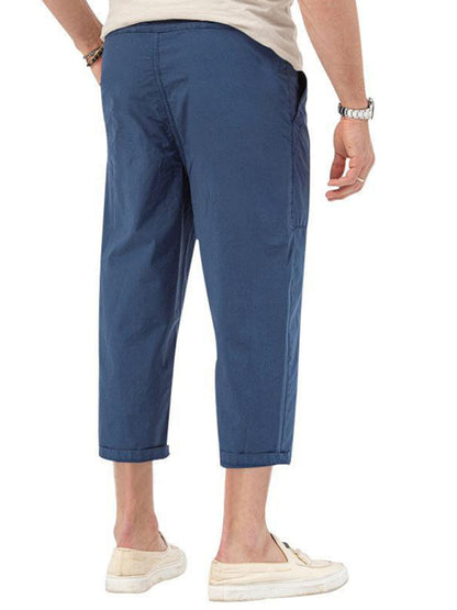 Men's Solid Color Basic Straight Casual Cropped Pants