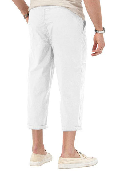 Men's Solid Color Basic Straight Casual Cropped Pants