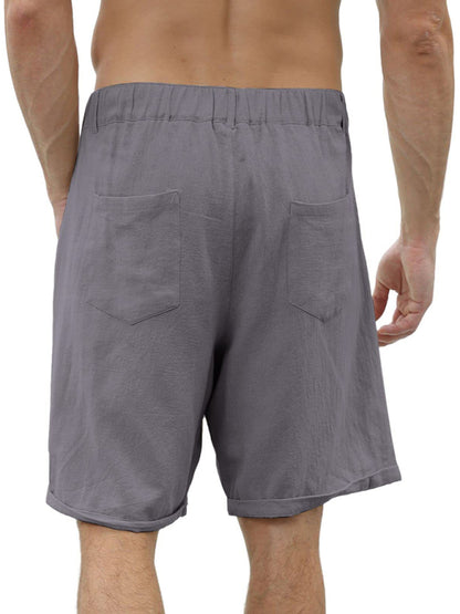 Men's new casual beach shorts with buttons and elastic waist