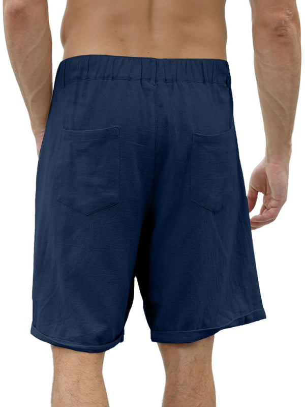 Men's new casual beach shorts with buttons and elastic waist