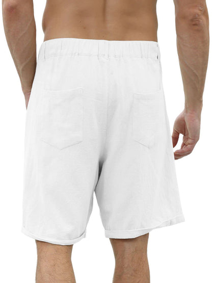 Men's new casual beach shorts with buttons and elastic waist