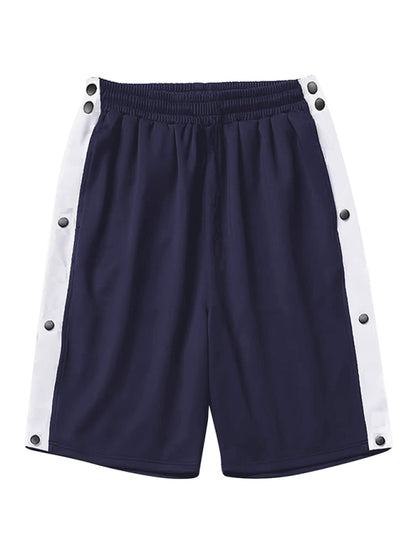 Men's classic trendy loose-fitting casual sports shorts with full side buttons