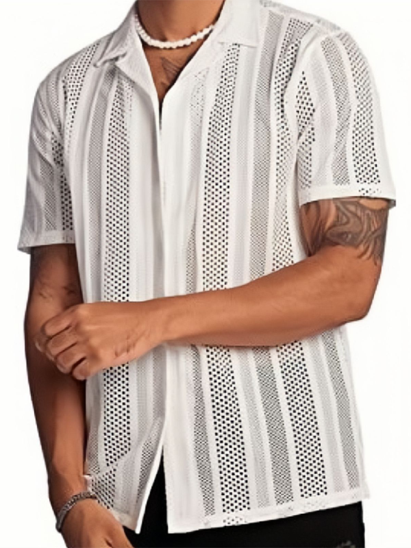 New Street Casual Button Knitted Short Sleeve Shirt