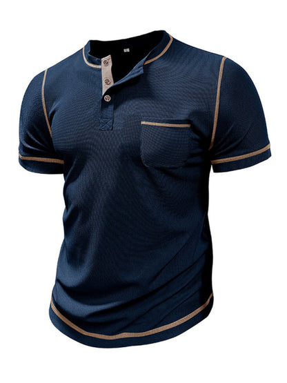 Men's American Vintage Henley Collar Short Sleeve T-Shirt