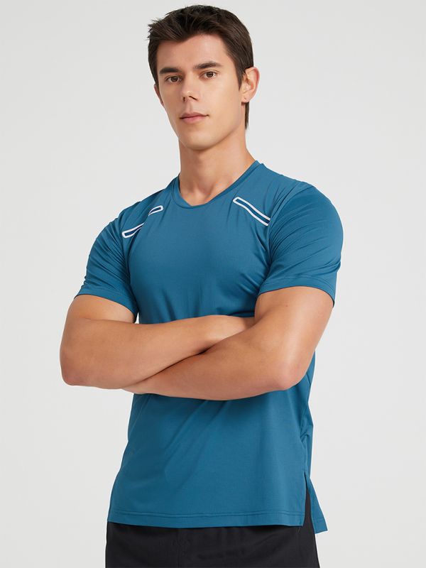 Men's sports outdoor fitness breathable stretch short-sleeved T-shirt