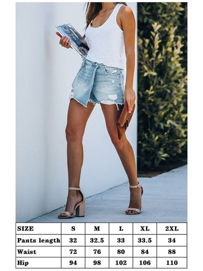 Women's Casual Broken Denim Shorts Skirt