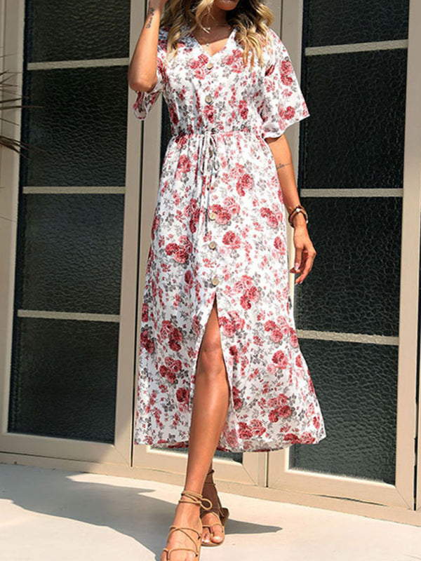 Casual Women's Summer Fashion Short Sleeve Print Dress