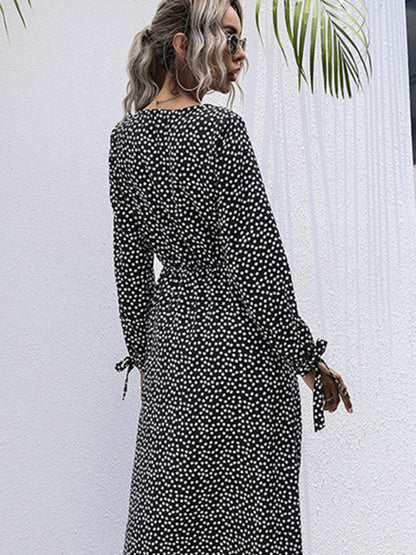 Polka Dot Long Sleeve Button Dress