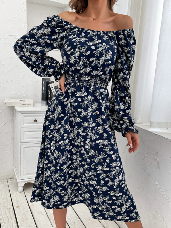 Women Floral Print Long Sleeve Vacation Dress