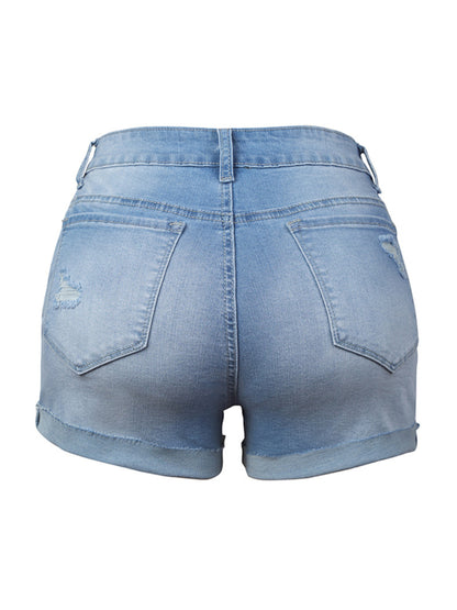 Women's Stretch Ripped Denim Shorts