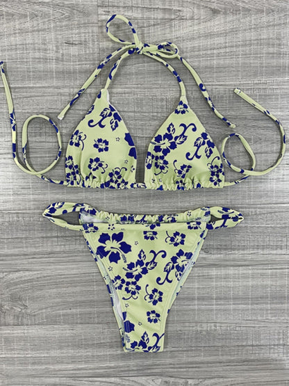 New printed sexy strappy split swimsuit swimsuit bikini female bikini