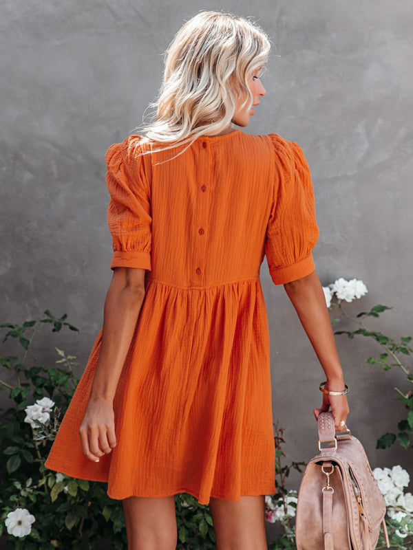 New spring and summer new women's solid color dress