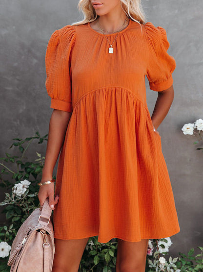 New spring and summer new women's solid color dress