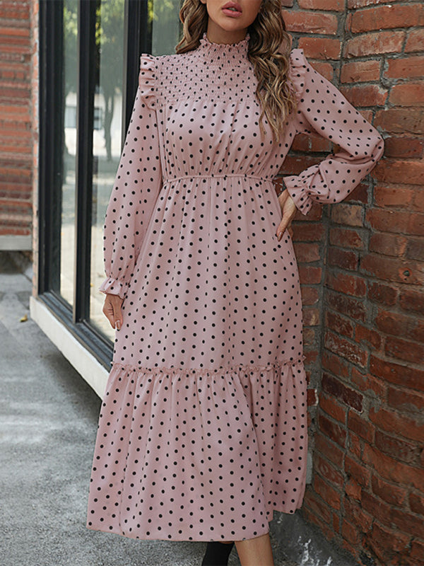 Women’s Polka Dot Ruffled Midi Dress