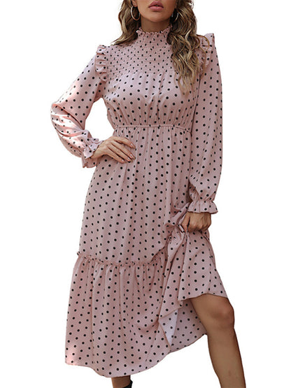 Women’s Polka Dot Ruffled Midi Dress