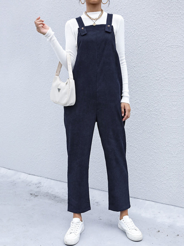 Women's Corduroy Pants Loose Solid Color Overalls