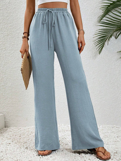 Comfortable casual wide leg pants with elastic waist