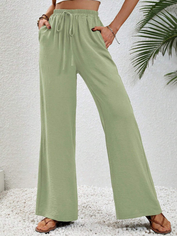 Comfortable casual wide leg pants with elastic waist