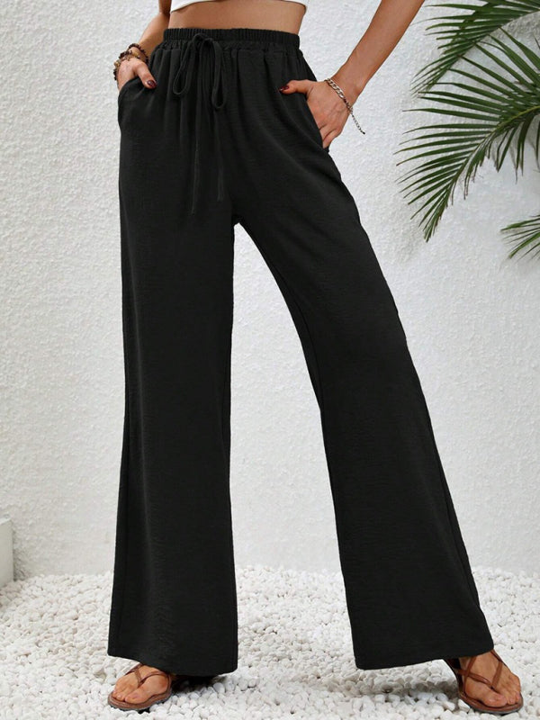 Comfortable casual wide leg pants with elastic waist