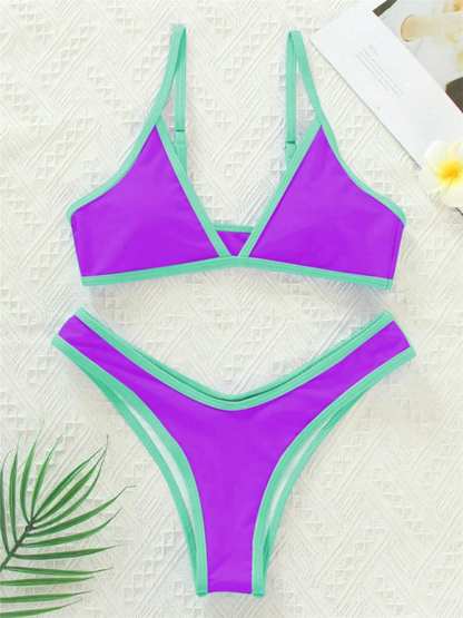 Women's Solid Color Bikini Sexy Sports Contrast Color Bikini