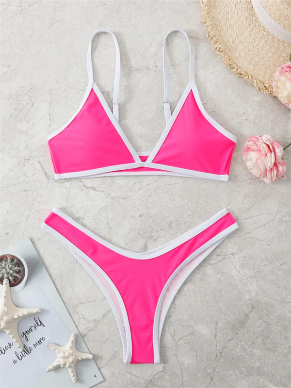 Women's Solid Color Bikini Sexy Sports Contrast Color Bikini