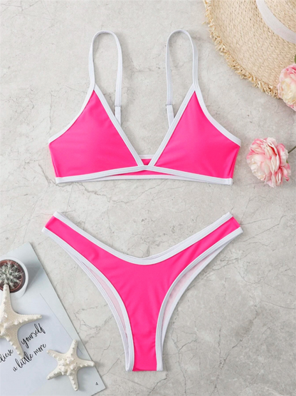 Women's Solid Color Bikini Sexy Sports Contrast Color Bikini