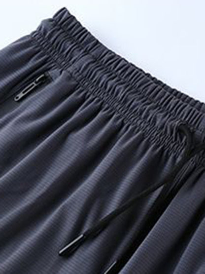 Men's breathable loose fit quick-drying training zipper shorts