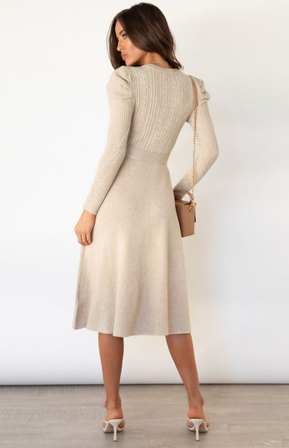 Women's Long Sleeve Cable Knit Sweater Dresses