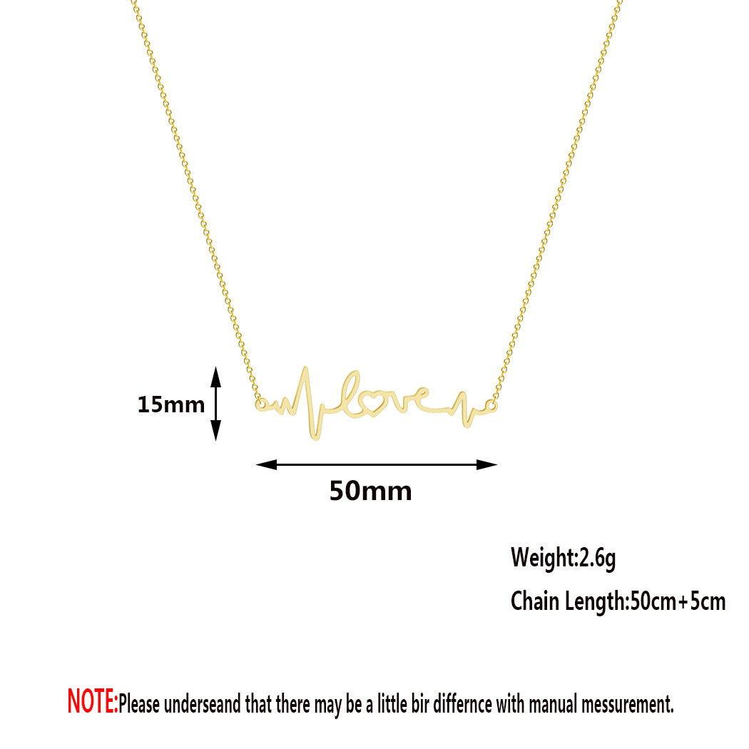 Fashion Stainless Steel Heart Rate ECG Heartbeat Pendant Necklace