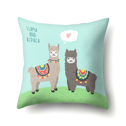 Boy's and Girls  Creative Llama Polyester Pillow Cover