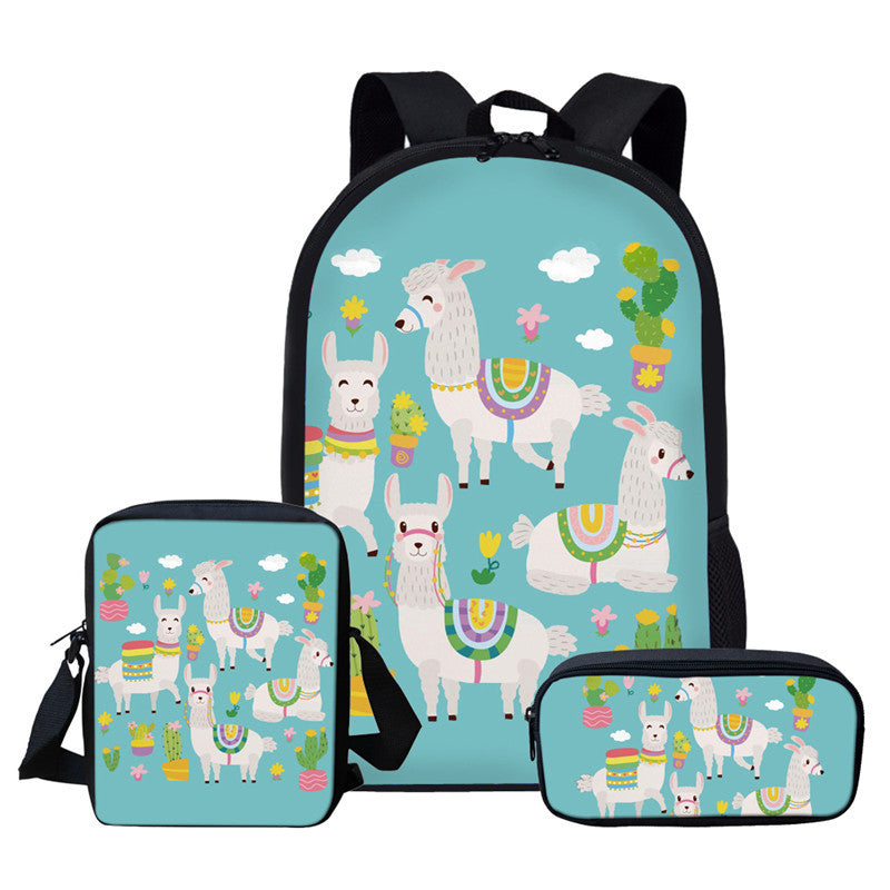 No Drama Llama School Bag with Messenger Bag and Pencil Case