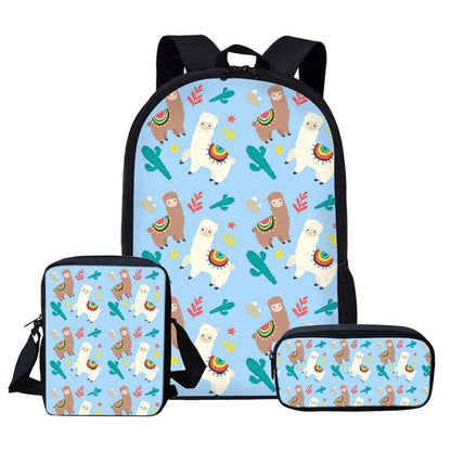 No Drama Llama School Bag with Messenger Bag and Pencil Case