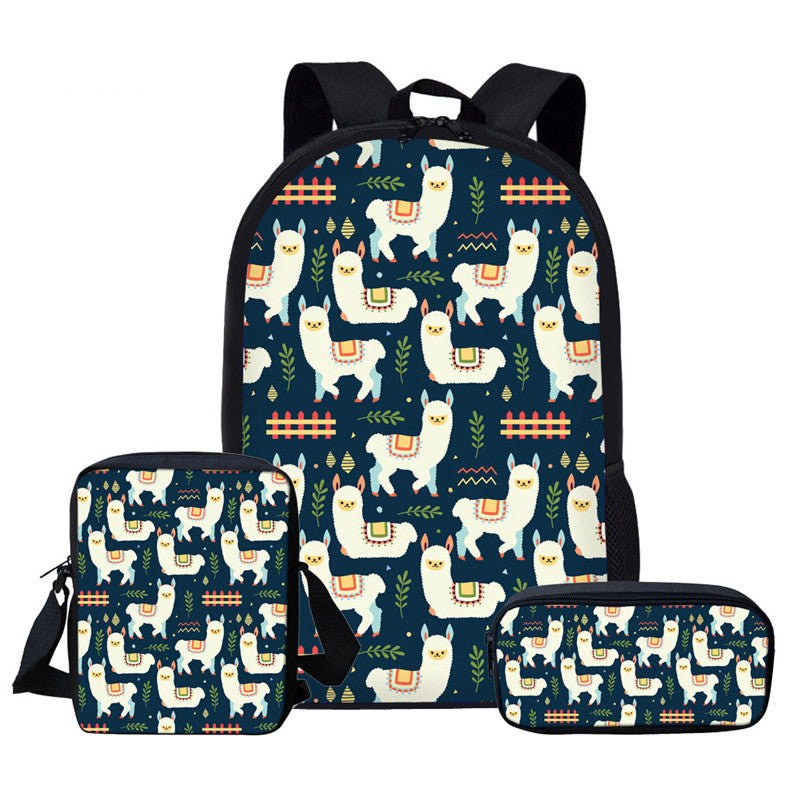 No Drama Llama School Bag with Messenger Bag and Pencil Case